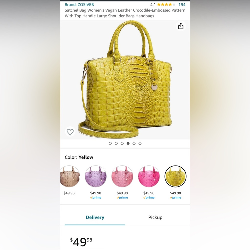 Satchel bag Vegan crocodile leather